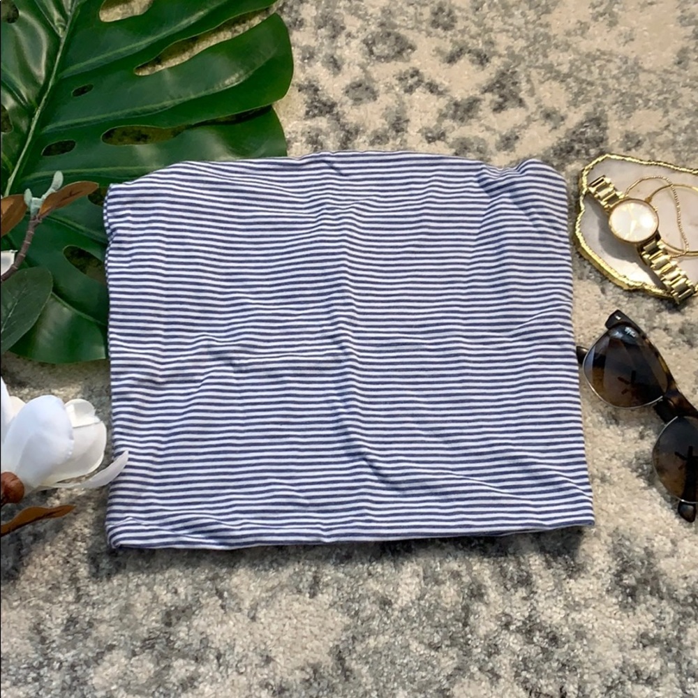 Brandy Melville Striped Blue and White Tube Top